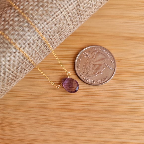AMETHYST Necklace Minimalist Crystal Gemstone FEBRUARY BIRTHSTONE - Picture 3 of 4